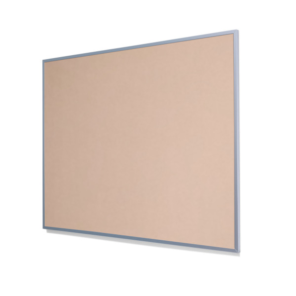 2186 Blanched Almond Colored Cork Forbo Bulletin Board with Narrow Light Aluminum Frame